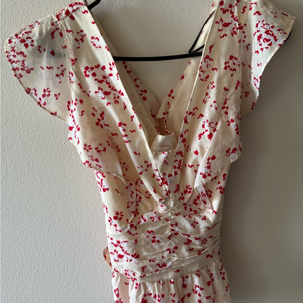 H&M Red and Cream Blouse